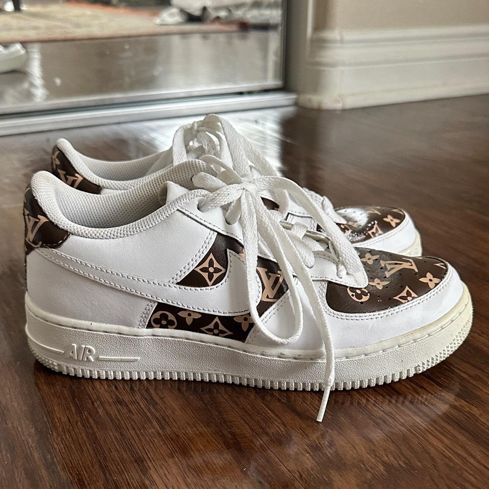 Nike Air Force 1s with LV design